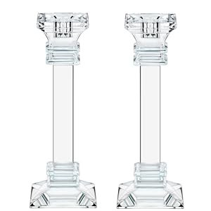 Crystal Candle Holders Set of 2 - 8 inches Tall Crystal Candlestick Holders - Modern Home Decor