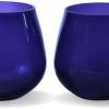 Goodsright Decor Pack of 2 Big Round Glass Votive Tealight Candle Holders for Dining Table - Decorations Items for Home Decor Office Living Room Xmas Gifts (Pack of 2, Glass) (Blue) (Red)