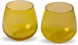 Goodsright Decor Pack of 2 Big Round Glass Votive Tealight Candle Holders for Dining Table - Decorations Items for Home Decor Office Living Room Xmas Gifts (Pack of 2, Glass) (Blue) (Red)