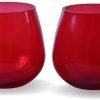 Goodsright Decor Pack of 2 Big Round Glass Votive Tealight Candle Holders for Dining Table - Decorations Items for Home Decor Office Living Room Xmas Gifts (Pack of 2, Glass) (Blue) (Red)