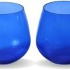 Goodsright Decor Pack of 2 Big Round Glass Votive Tealight Candle Holders for Dining Table - Decorations Items for Home Decor Office Living Room Xmas Gifts (Pack of 2, Glass) (Blue) (Red)