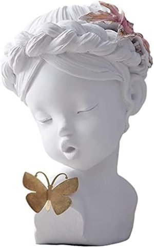 31LbJmoaHPS._AC Goodsright Decor Resin Girl Statues Kissing Butterfly Girl Figurine Modern Girls Sculpture Craft Ornament for Living Room Table Decoration Office Desk Decoration - White