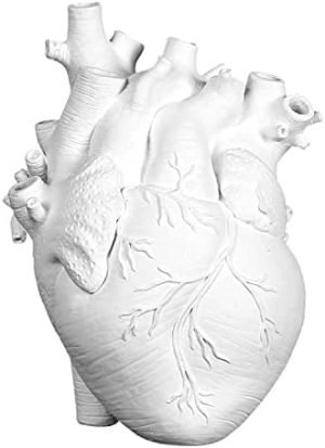 Goodsright Decor Resin Vase Planter, Decorative Heart Vase - Anatomical Heart Tabletop Decorative Craft, Farmhouse Living Room Bedroom Countertop (White,Large)