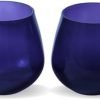 Goodsright Decor Pack of 2 Big Round Glass Votive Tealight Candle Holders for Dining Table - Decorations Items for Home Decor Office Living Room Xmas Gifts (Pack of 2, Glass) (Blue) (Red)