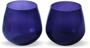 Goodsright Decor Pack of 2 Big Round Glass Votive Tealight Candle Holders for Dining Table - Decorations Items for Home Decor Office Living Room Xmas Gifts (Pack of 2, Glass) (Blue) (Red)