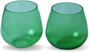 Goodsright Decor Pack of 2 Big Round Glass Votive Tealight Candle Holders for Dining Table - Decorations Items for Home Decor Office Living Room Xmas Gifts (Pack of 2, Glass) (Blue) (Red)