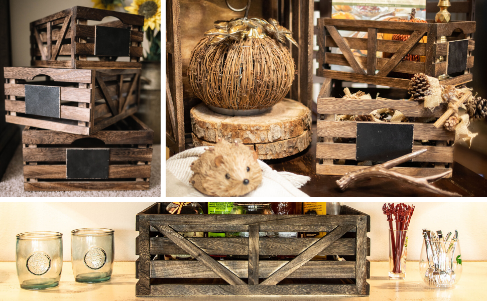 Decorative Wooden Crate, Wood Box Storage Crate, centerpieces for Home, Rustic Bathroom décor