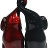 Goodsright Decor Black and Red Elephant Figurines with Trunk Up - Collectible Poly Stone Ceramic Elephant Statues Abstract Art Home Decor - Elefantes De La Suerte