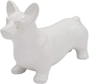 Goodsright Decor Corgi Dog Statue - Metallic Silver Standing Ceramic Dog Statue - Decorative Dog Sculpture for Garden or Home D??cor - Corgi Dog Outdoor Statue - (10.82?? x 3.62?? x 6.61??)