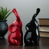 Goodsright Decor Black and Red Elephant Figurines with Trunk Up - Collectible Poly Stone Ceramic Elephant Statues Abstract Art Home Decor - Elefantes De La Suerte