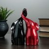 Goodsright Decor Black and Red Elephant Figurines with Trunk Up - Collectible Poly Stone Ceramic Elephant Statues Abstract Art Home Decor - Elefantes De La Suerte
