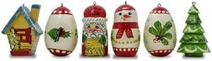 41xJZohxqbL._AC Goodsright Decor 6 Hand Painted Wooden Christmas Ornaments 2.25 Inches