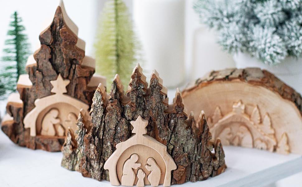 Wooden nativity set Wood nativity scene Indoor nativity set Christmas décor Holiday décor