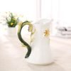 Goodsright Decor Large Ceramic Water Pitcher Flower Vase, Hand-Painted Dancing Butterfly and Lily Design Home Decor Bouquet Holder-8.3H Inches