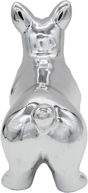 Goodsright Decor Corgi Dog Statue - Metallic Silver Standing Ceramic Dog Statue - Decorative Dog Sculpture for Garden or Home D??cor - Corgi Dog Outdoor Statue - (10.82?? x 3.62?? x 6.61??)