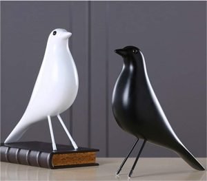 Goodsright Decor Resin Abstract Black Bird Sculpture Figurine Handicraft Home Desk Decor Geometric Resin Wildlife Bird Statue Craft (Black)