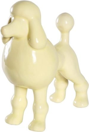 Goodsright Decor Ceramic Dog Statue - Metallic Silver Standing Poodle Dog Statue - Decorative Dog Sculpture for Garden or Home D??cor - Poodle Dog Outdoor Statue - (9?? x 3.5?? x 9.25??)