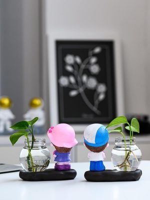 Goodsright Decor Creative Home Decoration Small Monk Decorations Living Room Flower Arrangement hydroponic Green Dill Glass vase Desk Knick-knacks Living Room Decoration Home