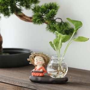 Goodsright Decor Green Radish hydroponic Flowerpot Utensils vase Transparent Glass Flower Arrangement Flower Living Room Desk Decoration Home Decoration Living Room Decoration Home