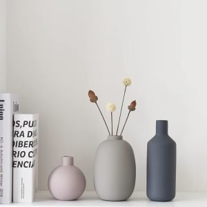 Goodsright Decor Ceramic Modern Farmhouse Vase , Neutral Small for Table, Living Room, Shelf, Bookshelf and Entryway D??cor, Set of 3