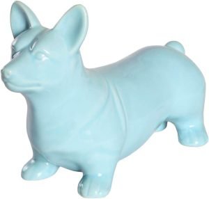 Goodsright Decor Corgi Dog Statue - Metallic Silver Standing Ceramic Dog Statue - Decorative Dog Sculpture for Garden or Home D??cor - Corgi Dog Outdoor Statue - (10.82?? x 3.62?? x 6.61??)