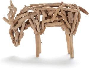 51G9sCBmgDL._AC_SL1000 Goodsright Decor Ornaments Creative Wooden Ornaments, Fawn Woodwork Decorations (Sitting Fawn: 17 7 15cm, Standing Fawn: 20 6 14cm) (Size : Stance)