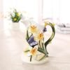 Goodsright Decor Large Ceramic Water Pitcher Flower Vase, Hand-Painted Dancing Butterfly and Lily Design Home Decor Bouquet Holder-8.3H Inches