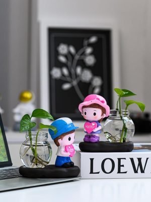 Goodsright Decor Creative Home Decoration Small Monk Decorations Living Room Flower Arrangement hydroponic Green Dill Glass vase Desk Knick-knacks Living Room Decoration Home