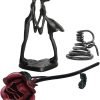 Goodsright Decor Romantic 7th Anniversary, Resin Modern Couple Sculpture & Metal Rose with Stand - Wedding Anniversary Birthday Valentine's Day Gifts for Wife Girlfriend