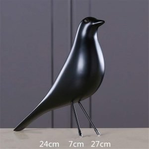 Goodsright Decor Resin Abstract Black Bird Sculpture Figurine Handicraft Home Desk Decor Geometric Resin Wildlife Bird Statue Craft (Black)