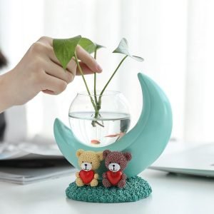 51LP7QHRCuL._AC Goodsright Decor Green Radish hydroponic Glass Transparent vase Copper Money Grass Container Flower Pot Flower Arrangement Decorative Vessel Nordic Style Decoration Living Room Decoration Home