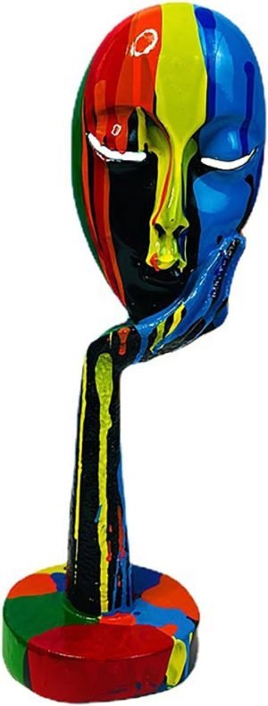 Goodsright Decor Abstract Thinker Sculpture Colorful Women Face Statue Resin Art Figurine Home Decorations for Living Room Book Shelf TV Bar Cabinet Desk Table Top Ornament??Multi A, 15 inch??