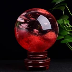 51N2n4LNP3L._AC_SL1000 Goodsright Decor Natural Red Smelting Quartz Gemstone Ball Healing Crystal Sphere with Wooden Stand Home feng Shui Ornaments (M(Diameter 8CM/3.14inch))
