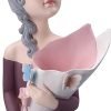 Goodsright Decor Girl Figurine Flower Vase Girl Statue Resin Girl Sculpture Flower Holder Desktop Planter for Home Office Table Ornaments - Purple Red