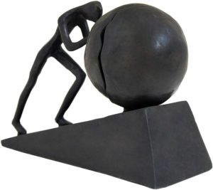 Goodsright Decor Man with Sphere Iron Statue Metal Sculpture Sportsman Art Metal Ornament Figurine Home and Office Decor (B2 Strong)