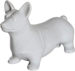 Goodsright Decor Corgi Dog Statue - Metallic Silver Standing Ceramic Dog Statue - Decorative Dog Sculpture for Garden or Home D??cor - Corgi Dog Outdoor Statue - (10.82?? x 3.62?? x 6.61??)
