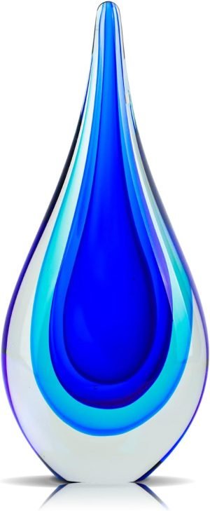 51UJQmn-JnL._AC_SL1500 Goodsright Decor 9" Tall Glass Sculpture Hand Blown Glass Decor, Glass Paperweight for Office Desk, Modern Glass Art Figurines Mediterranean Beach House Decor, Home Living Room Coffee Table Shelves Table Top Decor