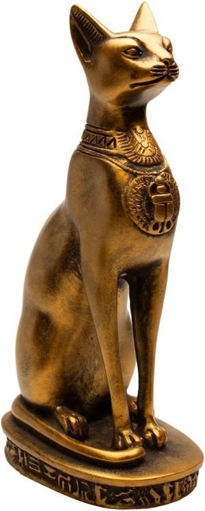 51W3CJ-UdUL._AC_SL1200 Goodsright Decor Discoveries Egyptian Imports Bastet Cat Goddess Statue - Bronze - 8" Tall - Made in Egypt