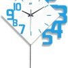 Goodsright Decor Pendulum Wall Clock Silent Non Ticking, Modern Style Wooden Living Room Swing Quartz Wall Clock, Large Dial Silent Home Decoration (Blue)