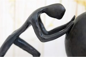 Goodsright Decor Man with Sphere Iron Statue Metal Sculpture Sportsman Art Metal Ornament Figurine Home and Office Decor (B2 Strong)