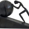 Goodsright Decor Man with Sphere Iron Statue Metal Sculpture Sportsman Art Metal Ornament Figurine Home and Office Decor (B2 Strong)