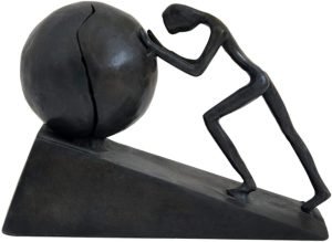 Goodsright Decor Man with Sphere Iron Statue Metal Sculpture Sportsman Art Metal Ornament Figurine Home and Office Decor (B2 Strong)