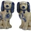 Goodsright Decor Hand Painted Blue and White Porcelain Dog Pair of Small Figurines Home D??cor