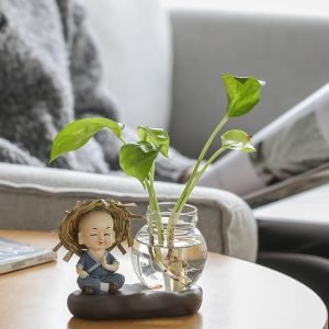 Goodsright Decor Green Radish hydroponic Flowerpot Utensils vase Transparent Glass Flower Arrangement Flower Living Room Desk Decoration Home Decoration Living Room Decoration Home