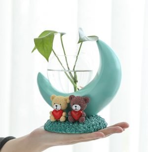 51a547mD7EL._AC Goodsright Decor Green Radish hydroponic Glass Transparent vase Copper Money Grass Container Flower Pot Flower Arrangement Decorative Vessel Nordic Style Decoration Living Room Decoration Home