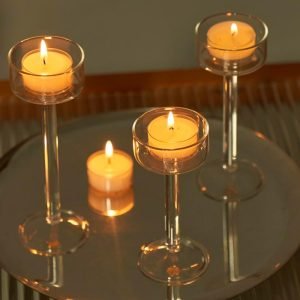 Goodsright Decor 6 Pieces Glass Candleholders Tea Light Candle Holders Clear Wedding Hurricane Tall Elegant Ideal for Dining Party Home Decor Parties Table Settings Gifts