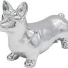 Goodsright Decor Corgi Dog Statue - Metallic Silver Standing Ceramic Dog Statue - Decorative Dog Sculpture for Garden or Home D??cor - Corgi Dog Outdoor Statue - (10.82?? x 3.62?? x 6.61??)