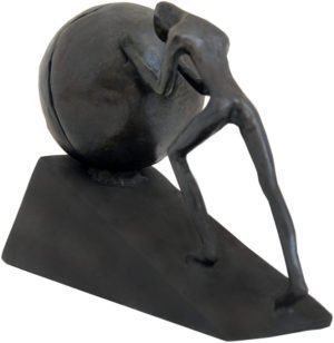 Goodsright Decor Man with Sphere Iron Statue Metal Sculpture Sportsman Art Metal Ornament Figurine Home and Office Decor (B2 Strong)