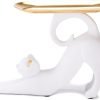 Goodsright Decor Resin Cat Stretching Tray Statue Tray for Keys Candy Jewelry Ring Fruit, Modern White Living Room Bedroom Decoration TQGJPT505