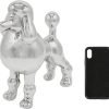 Goodsright Decor Ceramic Dog Statue - Metallic Silver Standing Poodle Dog Statue - Decorative Dog Sculpture for Garden or Home D??cor - Poodle Dog Outdoor Statue - (9?? x 3.5?? x 9.25??)